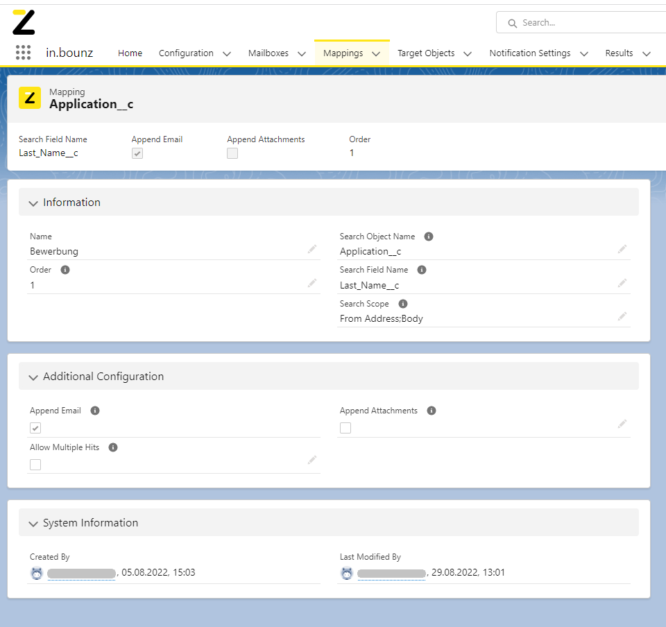 in.bounz I Mapping einer Bewerbung